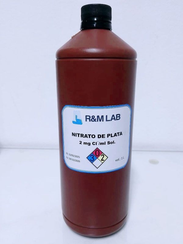 SOLUCIÓN ESTÁNDAR DE NITRATO DE PLATA DE 2 mg CL/ml SOL X 1 L - BATCH N° 24050 - MARCA R&M LAB