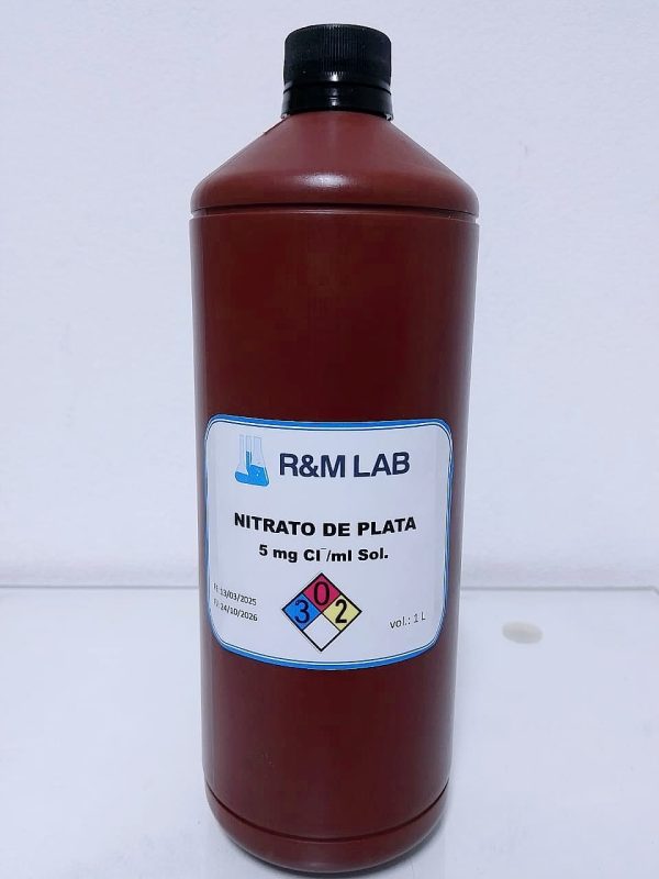 SOLUCIÓN ESTÁNDAR NITRATO DE PLATA DE 5 mg CL/ml SOL X 1 L - BATCH N° 24050 - MARCA R&M LAB