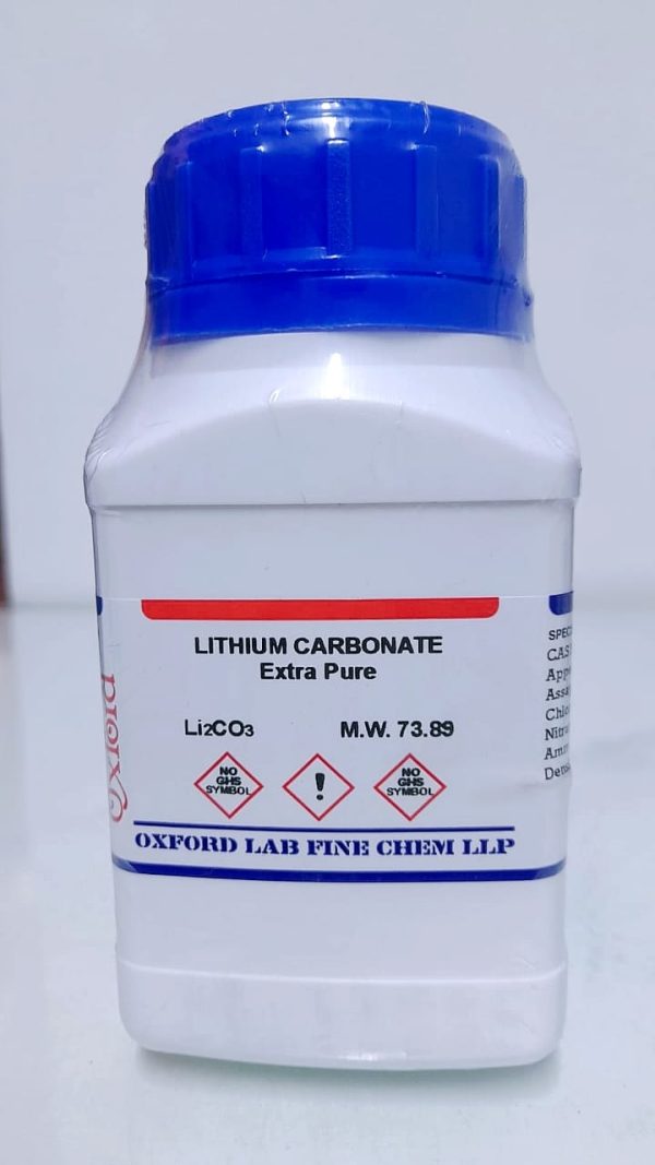 LITHIUM CARBONATE 98% EXTRA PURE 100 gr -BATCH N° 18480 – OXFORD LAB FINE