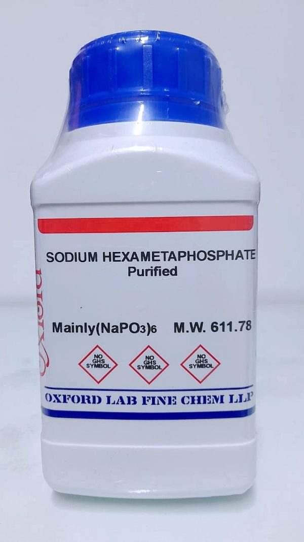 SODIUM HEXAMETAPHOSPHATE 68% PURIFIED 500 gr -BATCH N° 24525– OXFORD LAB FINE