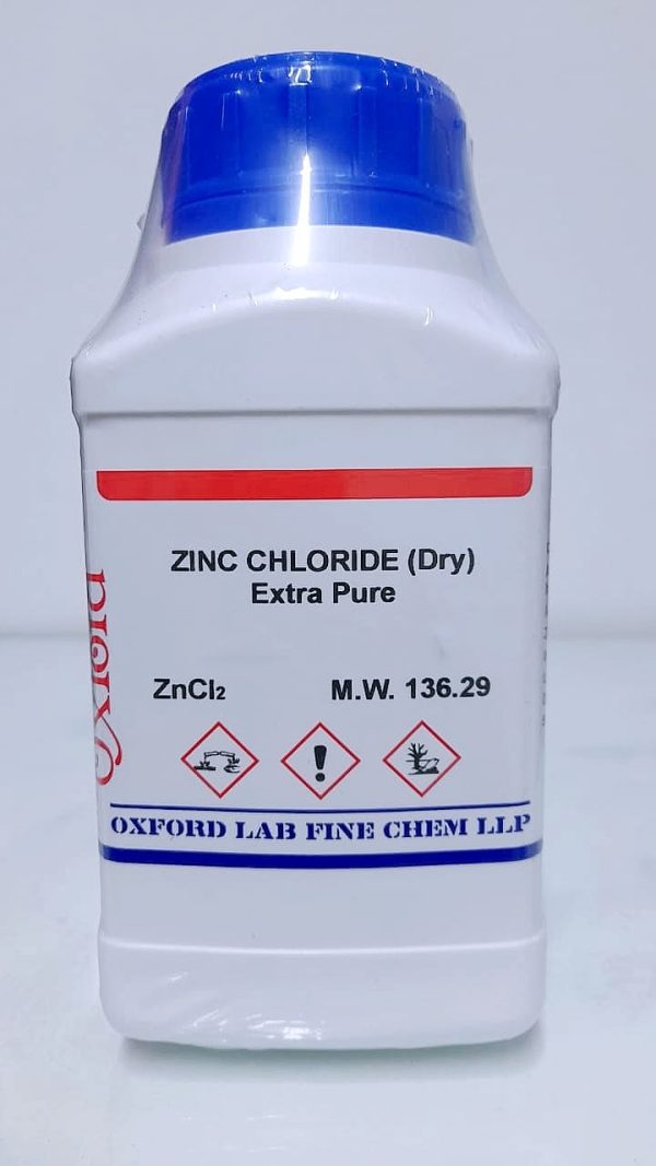 ZINC CHLORIDE (DRY) 97% EXTRA PURE 500 gr -BATCH N° 27320– OXFORD LAB FINE